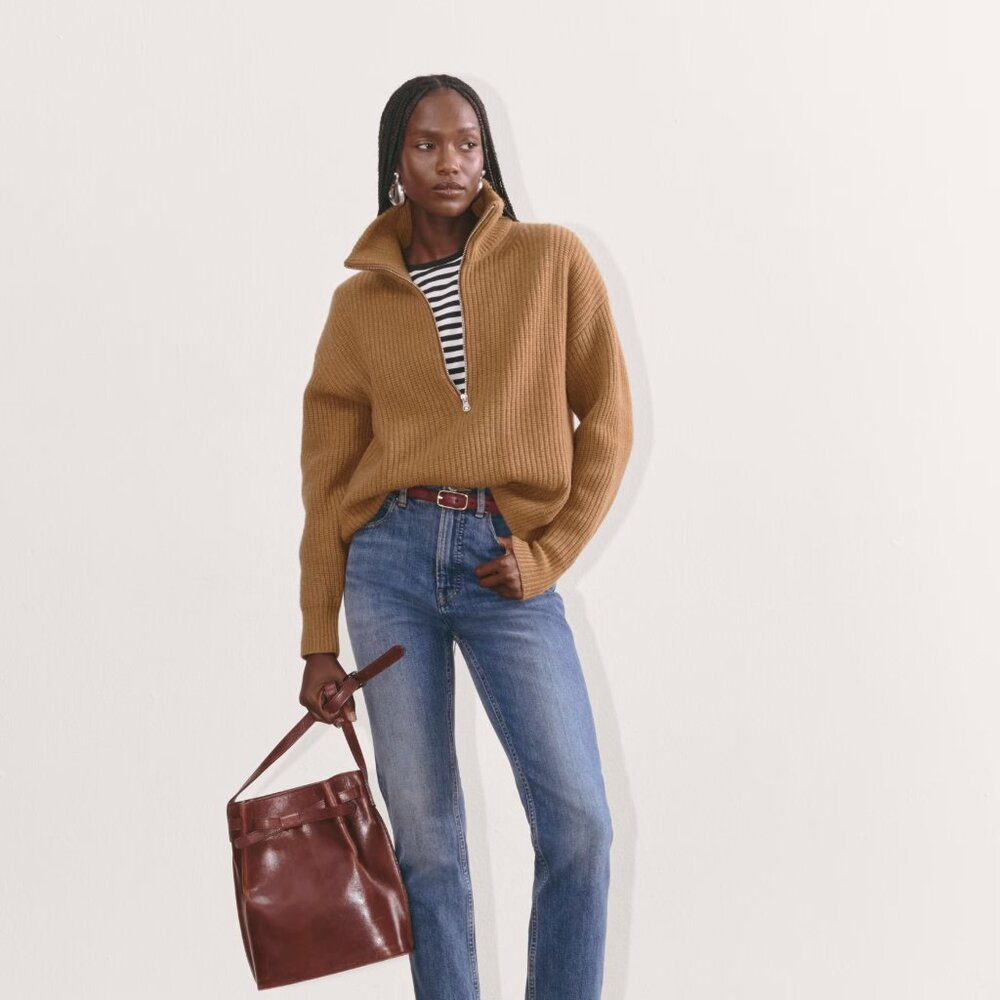 Everlane The Half-Zip Sweater in Luxe Marino